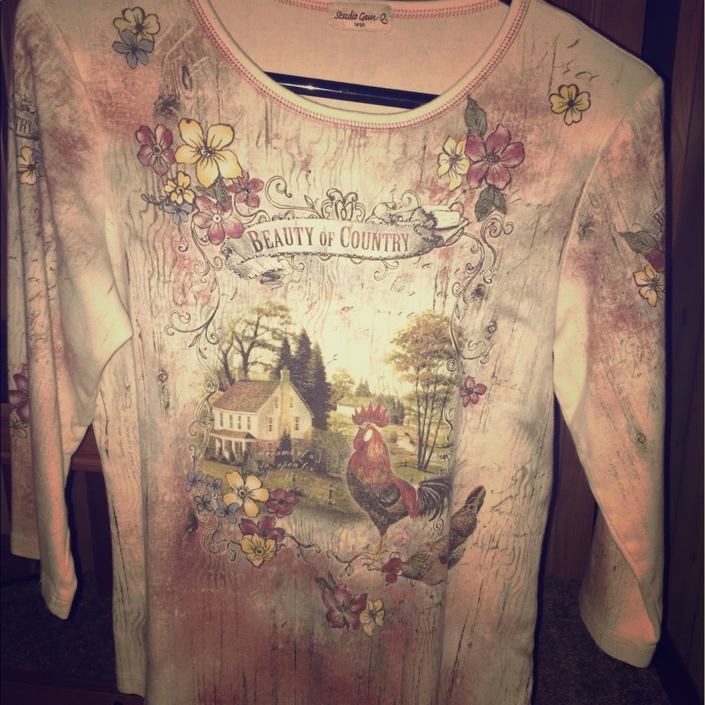 Quarter sleeve country style  blouse